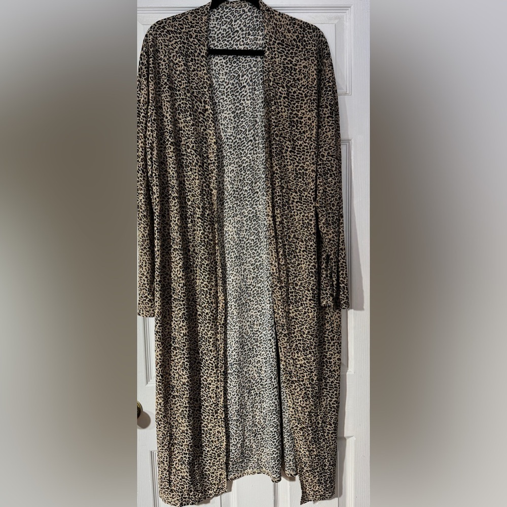 Shein Leopard Print Long Cardigan XL